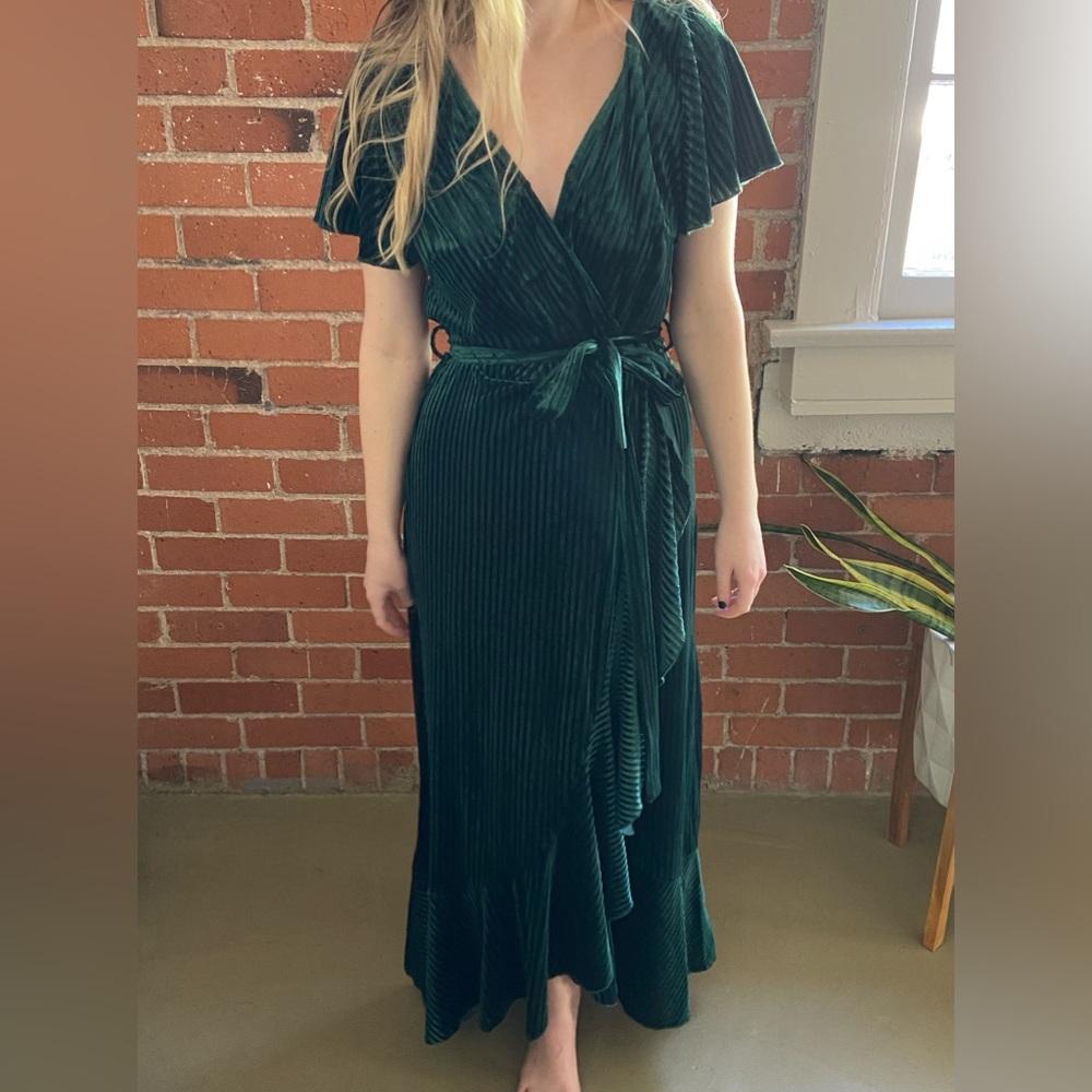 Green Velvet Wrap Dress Size Small